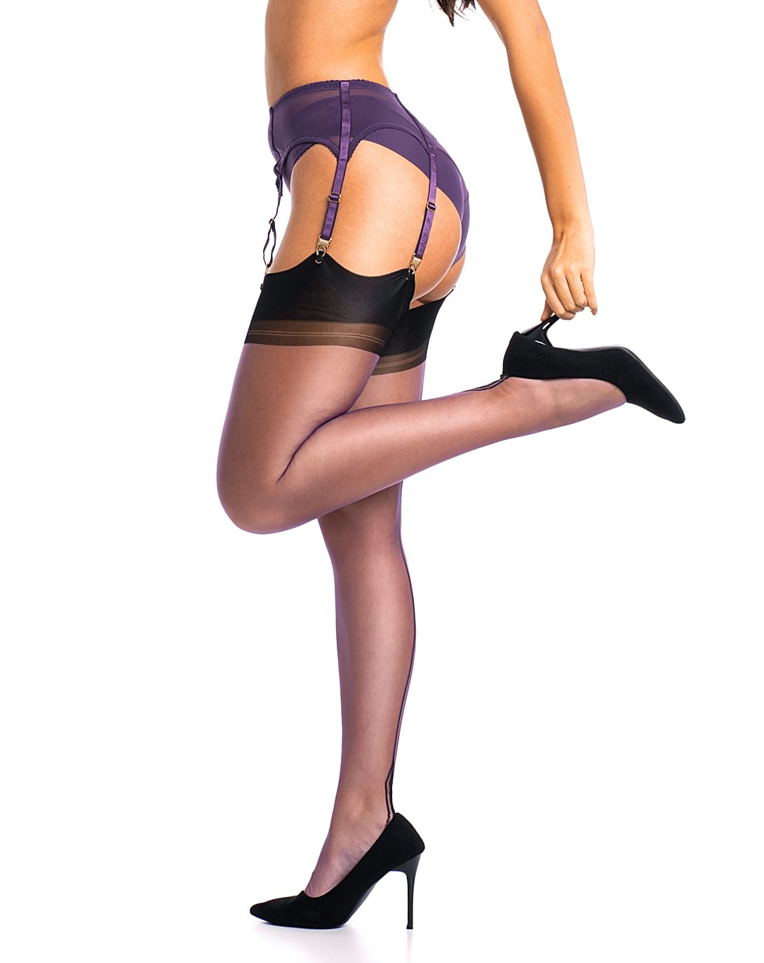 Lavish Lavender Limited Edition - Full Contrast Fully Fashioned Manhattan Heel Stockings - Image 2