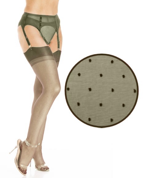 bottom half model wearing a sexy sage Lingerie in a white background with product zoom display